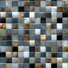 Poster - Stylish blue mosaic tile background creates a sophisticated atmosphere in contemporary interiors, ideal for homes or office spaces SEAMLESS PATTERN