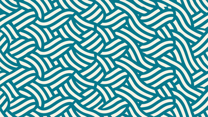 abstract teal and cream wavy interlocking lines pattern background vector