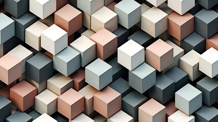 Poster - Geometric arrangement of colorful cubes creates an abstract composition