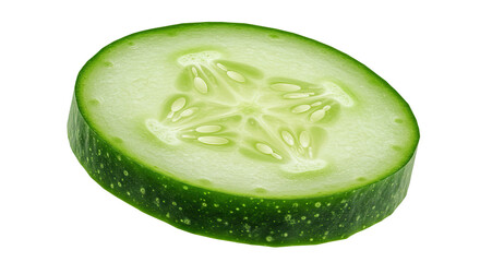 Poster - Fresh cucumber slice revealing seeds and juicy texture in high resolution