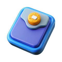 Poster - Stylized 3d icon resembling a stack of pancakes with butter and syrup isolated on transparent background