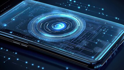 Poster - Futuristic smartphone with glowing graphic overlay