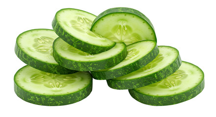 Poster - Fresh cucumber slices arranged in a pile showcasing their vibrant green color
