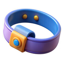 Poster - Stylized 3d render of a purple and blue smart bracelet with gold accents isolated on transparent background