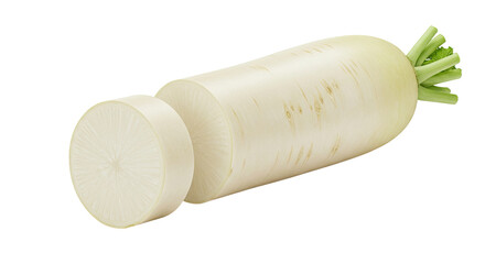 Poster - Fresh daikon radish sliced for culinary use in healthy eating habits