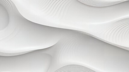 Poster - Smooth flowing white abstract design with layered wave patterns