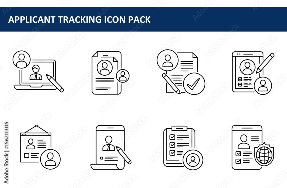Applicant tracking system icons depicting various stages of the hiring ...