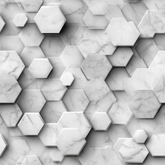 Poster - This seamless white hexagonal marble tile pattern showcases an elegant design perfect for modern interiors or stylish renovations SEAMLESS PATTERN