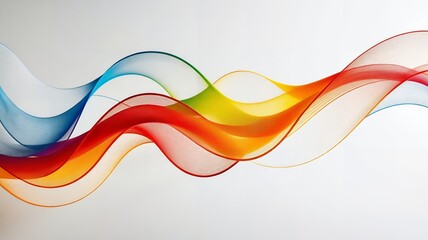 Poster - Colorful flowing wavy lines on white background abstract pattern