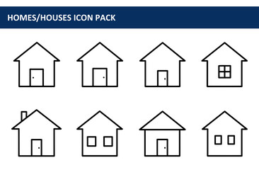Poster - Collection of simple house icons in various styles. Set of outlined home illustrations for real estate or design project use.