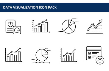 Poster - Data visualization icons in a simple, line style. Set of various charts and graphs displayed against a white background. Data analyst/designer icons. modern digital workspace.