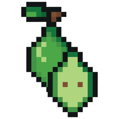 Fototapete - garden fruit in pixel art style namely green pear icon, retro 8-bit graphics style with visible square pixels and minimal color palette