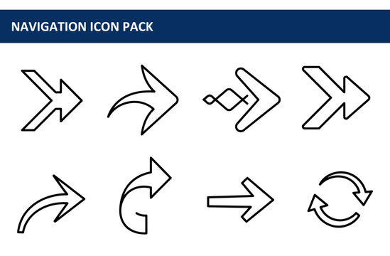 Collection of various arrow icons in a graphic design style. Simple, black outline icons against a white background.