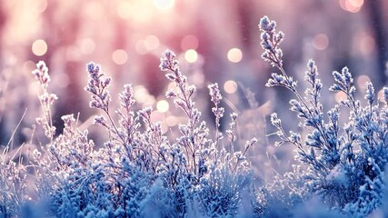 Poster - Frozen plants in a winter landscape