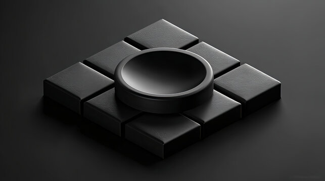 Abstract black geometric shapes background with circle and square design art