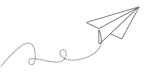 Fototapete - Paper Air Plane Single Line Icon, Paper Plane Continuous Line Icon, paper plane hand drawn single one line art style vector isolated on white background, Paper plane continuous one line drawing.