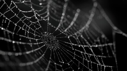 Macro Spider Web Photography: Intricate Natural Beauty with Water Droplets and Light Reflections