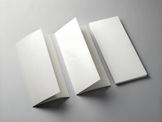 a trifold brochure and a single sheet of paper are isolated on white background
