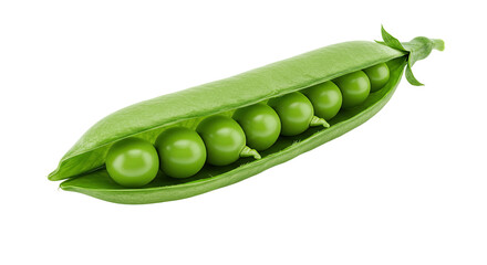 Poster - Fresh green peas in open pod studio shot close up against black background
