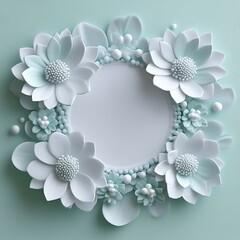 Poster - Pastel floral wreath frame