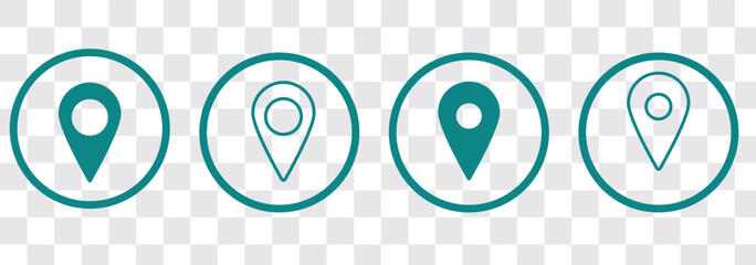 Poster - Location icon. fill and line location icon. Map pin. gps. place marker. GPS location symbol collection. Set of map pin location icons. Modern map markers. isolated on white