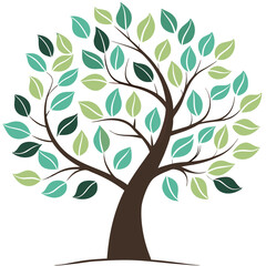 Tree with leaves vector illustration, tree with leaves