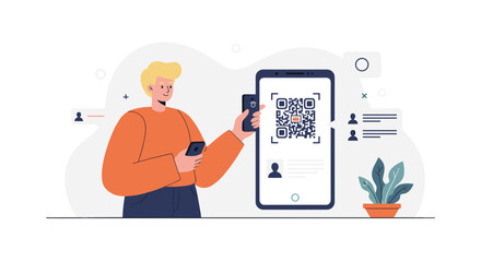 Poster - Qr code payment vector illustration: contactless mobile technology for digital transactions