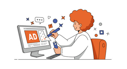 Fototapete - Creative digital marketing concept in flat style vector illustration for advertising design
