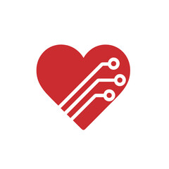 Poster - Modern Flat Heart Digital Circuit Technology Symbol Icon Design