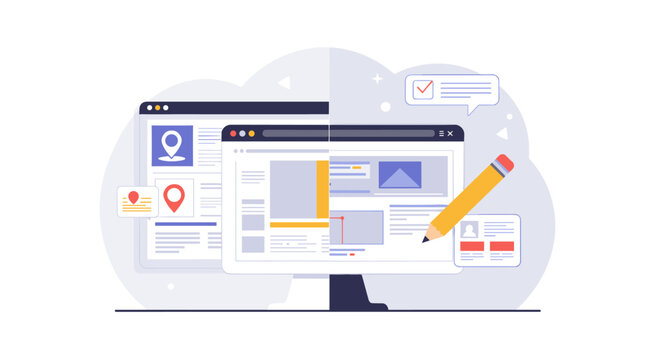 Flat style user interface concept vector illustration for web design and development projects