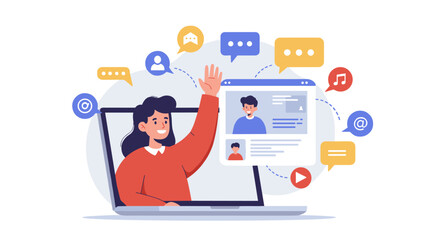 Poster - Online communication concept vector illustration for online interaction and social media design