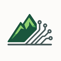 Fototapete - Modern Style Mountain Circuit Board Connection Electronic Engineering Technology Icon