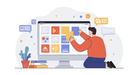 Fototapete - Creative web design process vector illustration for digital projects and ui concepts in flat style