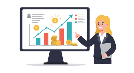 Poster - Business growth presentation vector illustration for financial analysis and strategy design