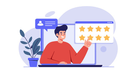 Fototapete - Customer feedback and rating vector illustration for online reviews in flat style