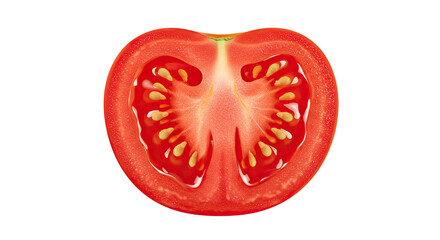 Poster - Freshly cut tomato half showcasing vibrant red color and juicy texture