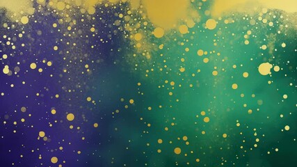 Poster - Animated golden particles falling on green and purple background