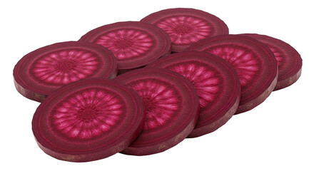 Aufkleber - Pile of vibrant red beet slices displaying circular patterns and textures
