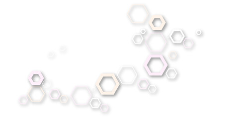 Wall Mural - Abstract hexagon pattern with soft pastel tones and subtle shadows on a white background. Minimal geometric design ideal for technology, medical, or modern presentation concepts.