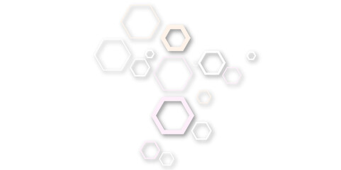 Wall Mural - Abstract hexagon pattern with soft pastel tones and subtle shadows on a white background. Minimal geometric design ideal for technology, medical, or modern presentation concepts.