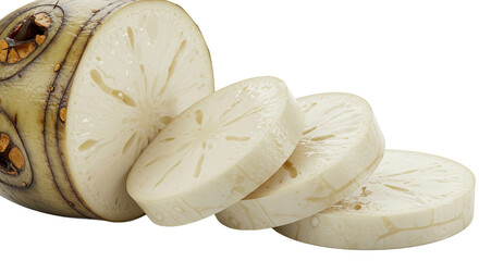 Poster - Sliced lotus root displaying its unique pattern and internal structure detail
