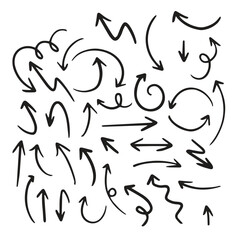 Poster - A collection of 25 handdrawn black arrows pointing in various directions on a white background