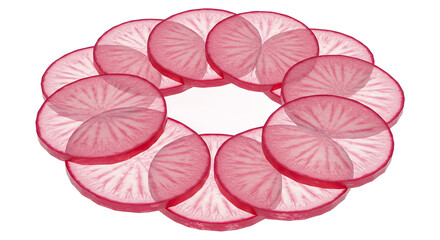 Poster - Sliced radishes arranged in a circular pattern creating a visually appealing design