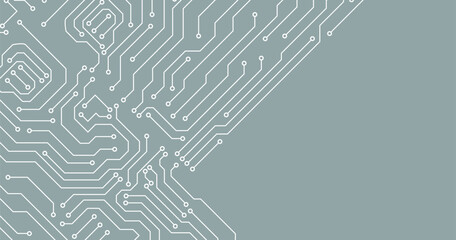 Poster - Circuit board electronics digital technology banner. Abstract technology background. Tech futuristic circuit board abstract banner. Vector illustration