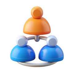 Poster - 3d stylized organizational chart with three people icons isolated on transparent background