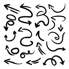 Poster - Doodle arrows point in various directions featuring spirals zigzags and straight lines