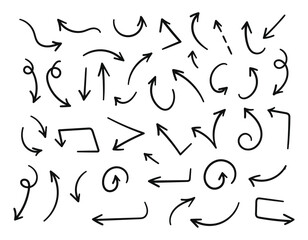 Poster - A collection of handdrawn arrow illustrations each with varying shapes and directions displayed on a white background