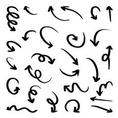 Poster - Collection of handdrawn black arrows in varied styles and orientations isolated against a white background