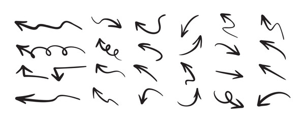 Poster - Collection of handdrawn black arrows pointing in various directions on a white background