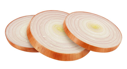 Poster - Three golden onion slices arranged in a row on black background
